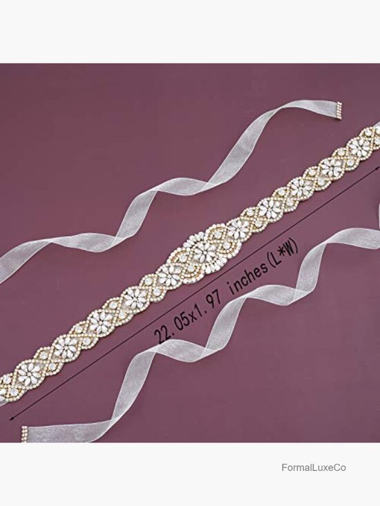 Rhinestone Beaded Organza Bridal Belt Sash for Wedding Gown Plus Size main image 4